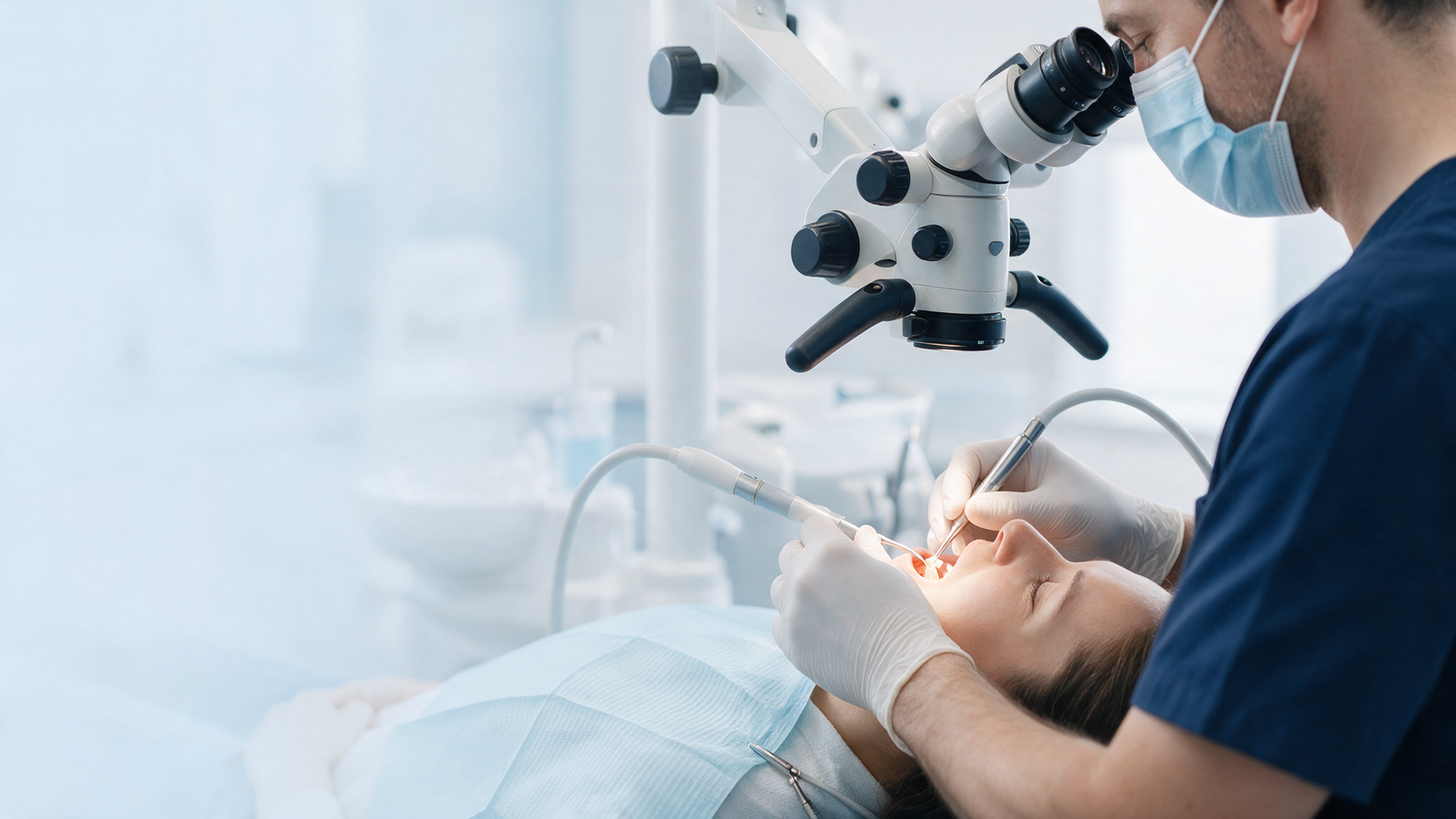 Endodonti tedavisi planlamasında diş modelini inceleyen diş hekimi